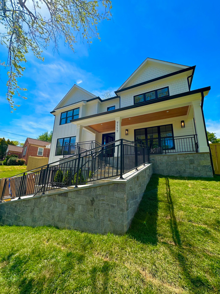 Front entrance metal railings – Chevy Chase house